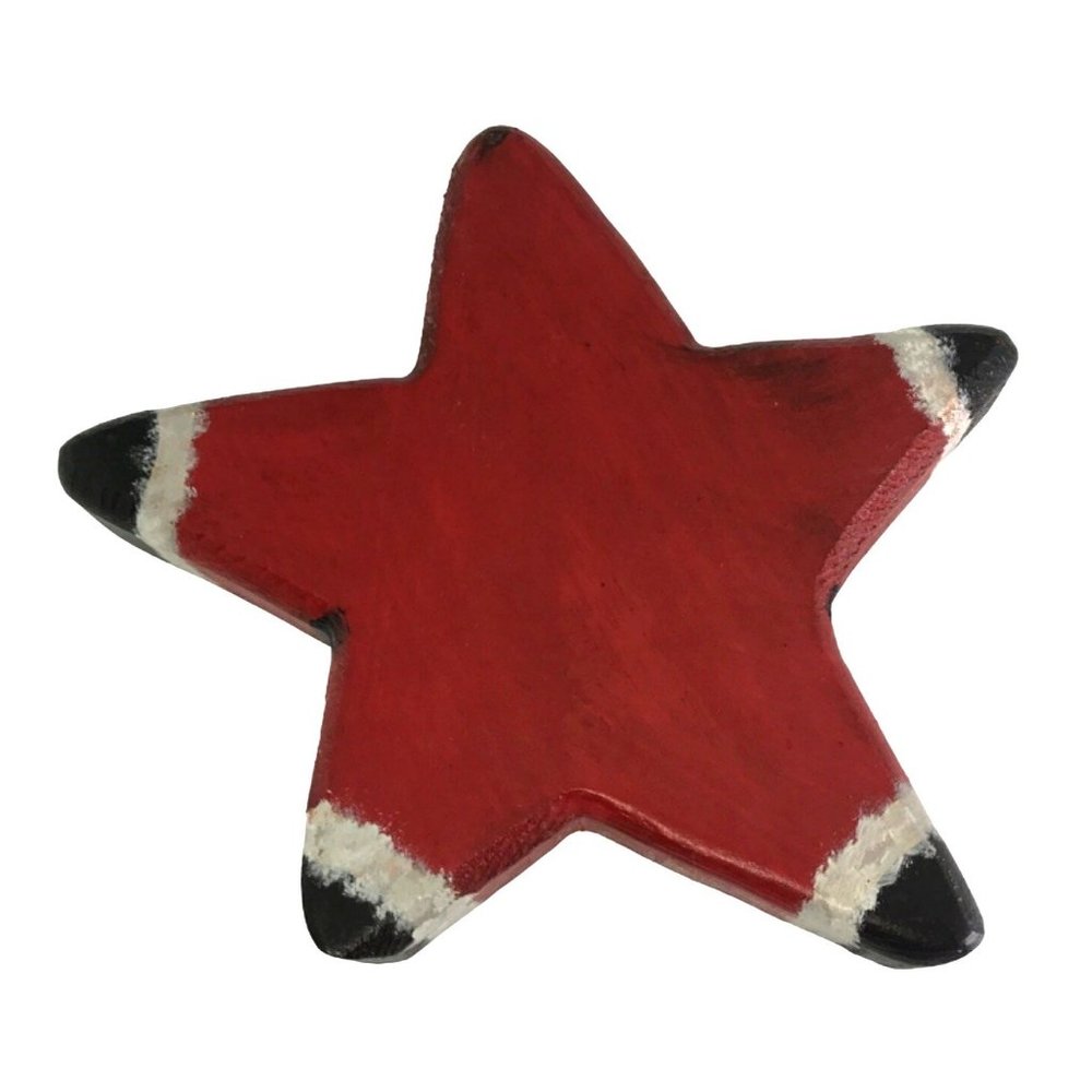 Hand Painted Tole Santa on Freeform Wood Star Christmas 8 in - Picture 4 of 6